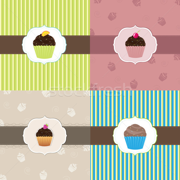 Cake Card Template Set Stock photo © cammep