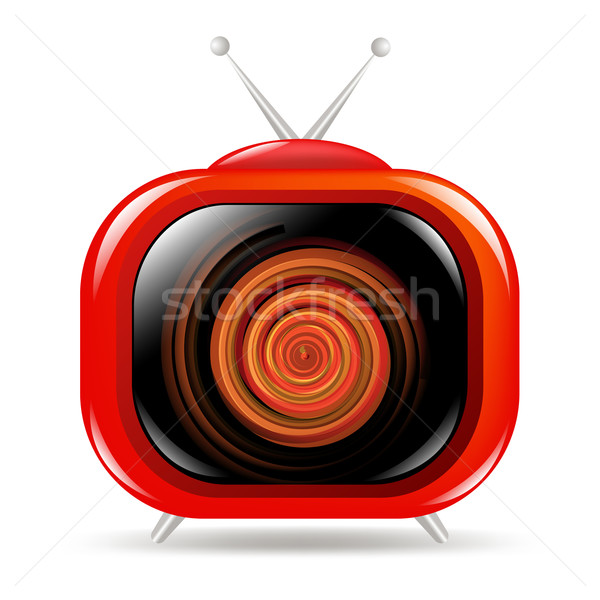 Roşu retro televizor izolat alb televiziune Imagine de stoc © cammep