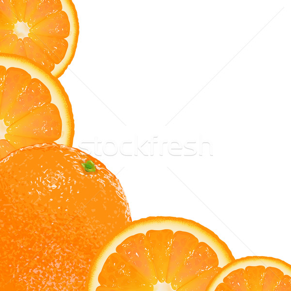 Stock foto: Orange · Früchte · Rahmen · isoliert · weiß · abstrakten · Blatt