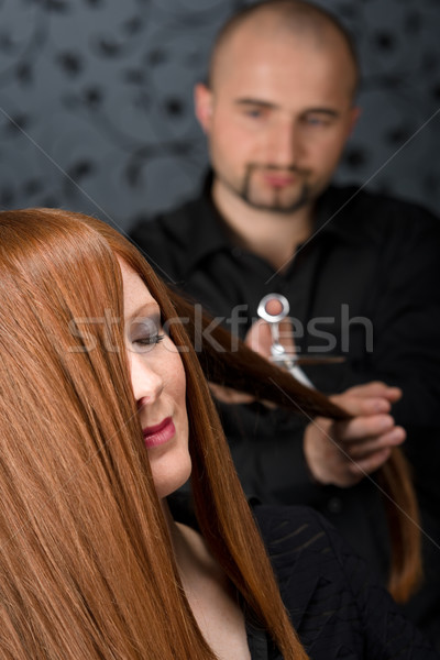 Stock foto: Professionelle · Friseur · Mode · Modell · Luxus · Salon