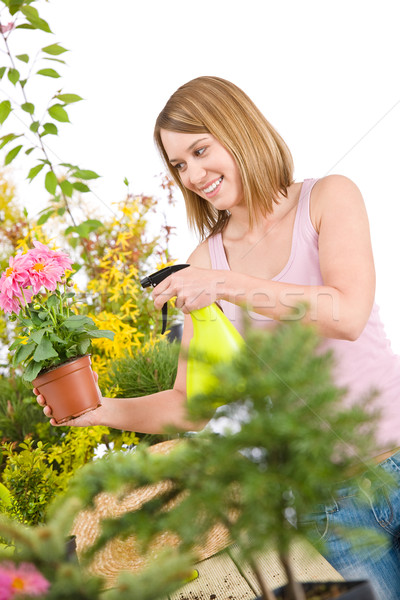 Zdjęcia stock: Ogrodnictwo · kobieta · wody · roślin · biały · wiosną