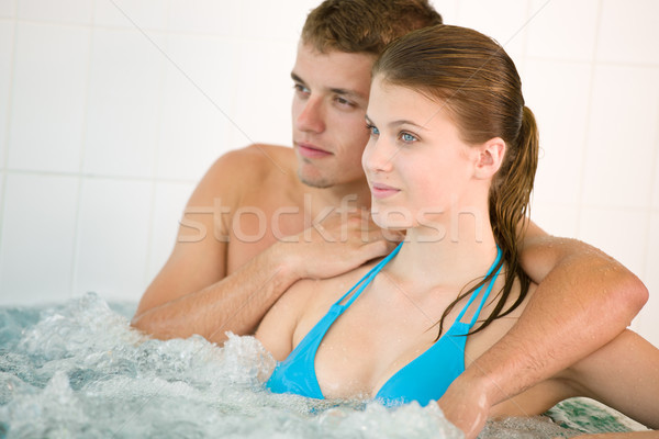 Сток-фото: Spa · молодые · любящий · пару · наслаждаться · жемчужная · ванна