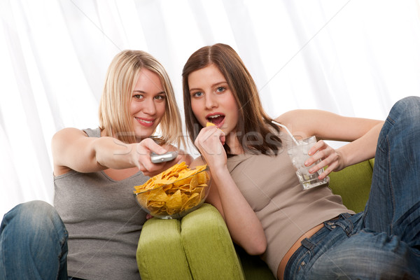 Student series - Two teenage girls watching TV Stock photo © CandyboxPhoto