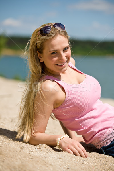 Blond Frau genießen Sommer Sonne Wasser Stock foto © CandyboxPhoto