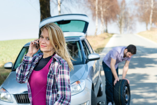 Car wheel defect man change puncture tire Stock photo © CandyboxPhoto