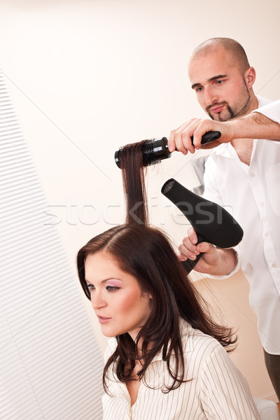профессиональных парикмахер фен салона клиентов мужчины Сток-фото © CandyboxPhoto