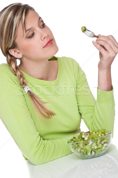 Kobieta jedzenie kiwi biały żywności Zdjęcia stock © CandyboxPhoto