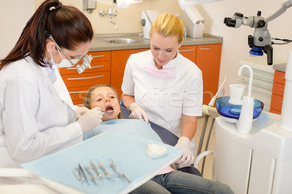 Dental assistant with dentist and little child Stock photo © CandyboxPhoto