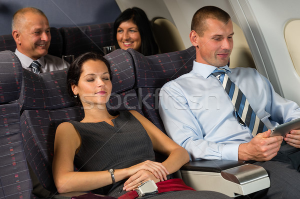 Airplane passenger relax during flight cabin sleep Stock photo © CandyboxPhoto