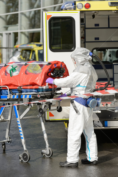 HAZMAT medical team member with stretcher Stock photo © CandyboxPhoto