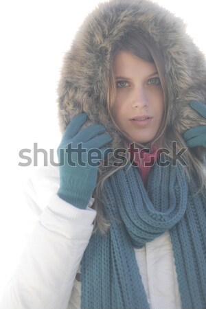 Winter Mode Frau neblig Tag Fell Stock foto © CandyboxPhoto