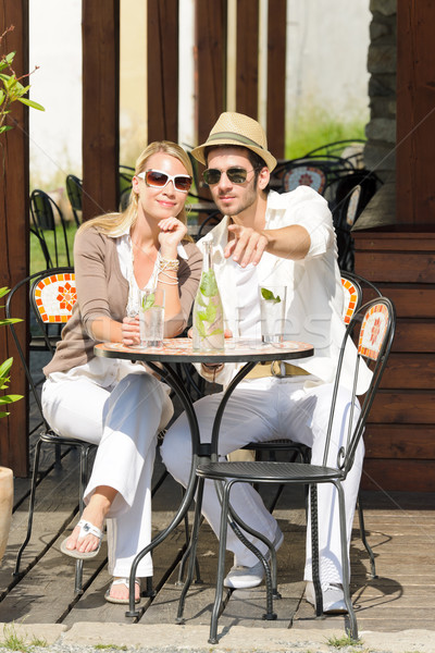 Restaurant terrace elegant couple  drink sunny day Stock photo © CandyboxPhoto
