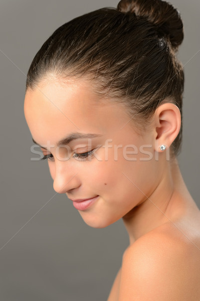 Foto stock: Pureza · piel · belleza · mirando · hacia · abajo · cara