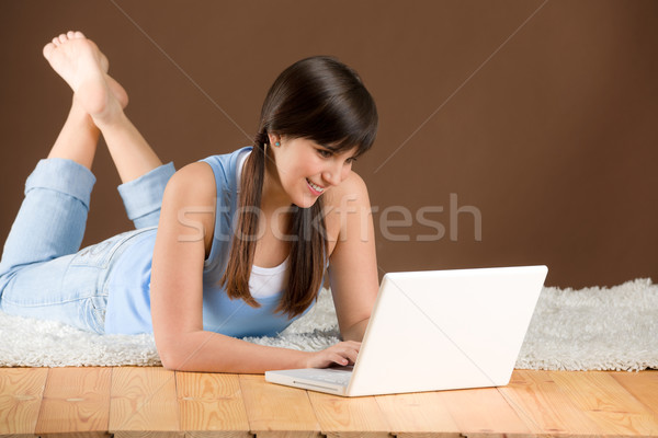 Home study - woman teenager with laptop Stock photo © CandyboxPhoto