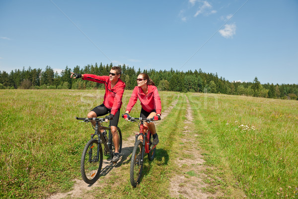 верховая езда горных велосипедов весны луговой природы Сток-фото © CandyboxPhoto