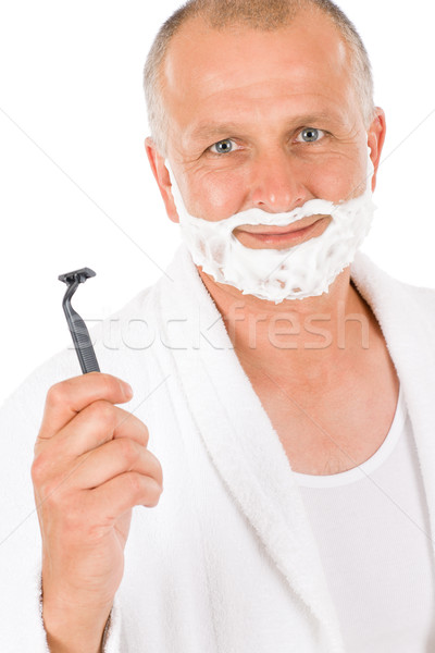 Male cosmetics - Mature man shaving his beard Stock photo © CandyboxPhoto