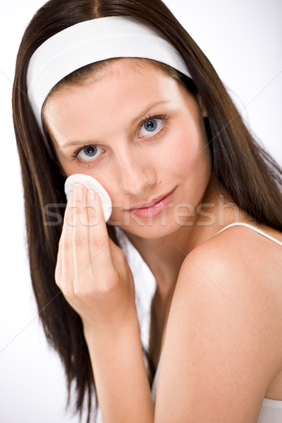 Gesichtspflege Frau Make-up Baumwolle Schönheit Porträt Stock foto © CandyboxPhoto