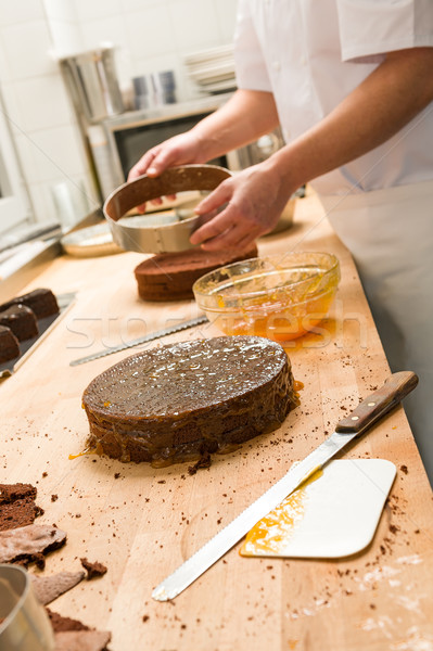 Koch Aufnahme heraus Kuchen Form pan Stock foto © CandyboxPhoto