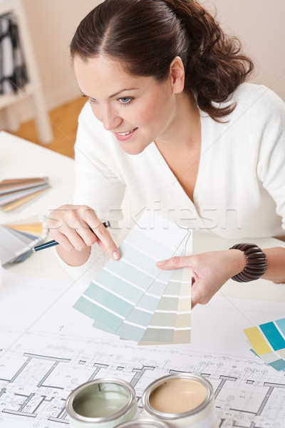 молодые женщины Дизайнер интерьера рабочих служба цвета Сток-фото © CandyboxPhoto
