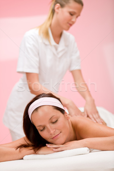 Foto stock: Cuerpo · atención · mujer · atrás · masaje · día