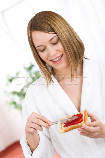 Breakfast - Happy woman with toast and marmalade  Stock photo © CandyboxPhoto