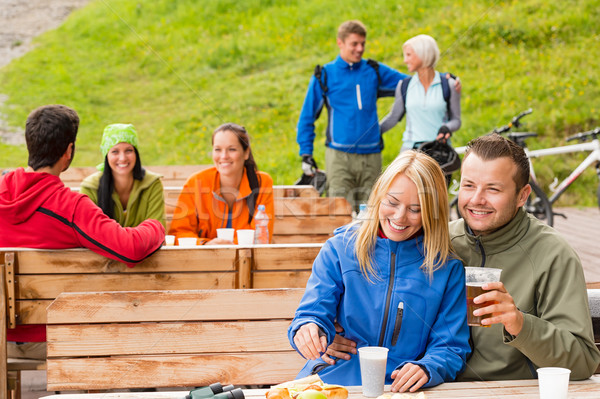 Friends having fun rest area drinking refreshments Stock photo © CandyboxPhoto