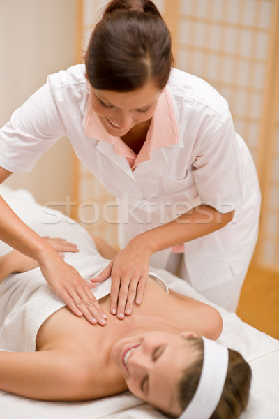 Skincare - woman cleavage massage at salon Stock photo © CandyboxPhoto