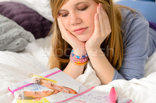 Lying depressed girl with broken heart Stock photo © CandyboxPhoto