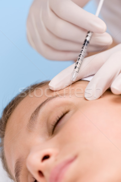 Stockfoto: Botox · injectie · vrouw · cosmetische · geneeskunde · behandeling