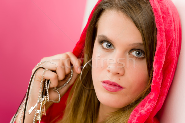 Stockfoto: Mode · model · jonge · vrouw · roze · jonge · modieus