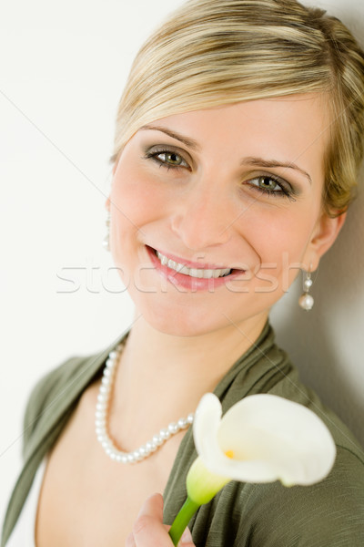 Portrait romantic woman hold calla lily flower Stock photo © CandyboxPhoto