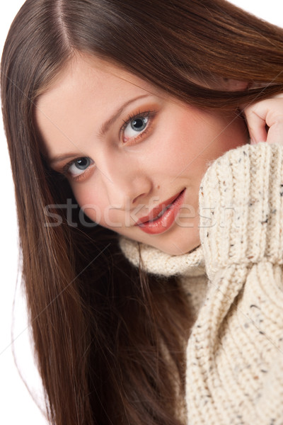 肖像 美しい 若い女性 着用 タートルネック 白 ストックフォト © CandyboxPhoto
