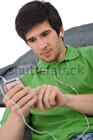 Student - Young man with laptop sitting on bean bag  Stock photo © CandyboxPhoto
