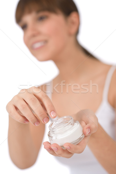 Körper Pflege weiblichen Teenager Feuchtigkeitscreme Stock foto © CandyboxPhoto