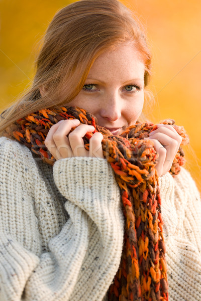 Autumn country sunset -  red hair woman Stock photo © CandyboxPhoto
