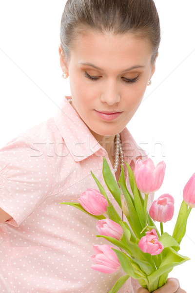 [[stock_photo]]: Mode · jeunes · romantique · femme · printemps · tulipes