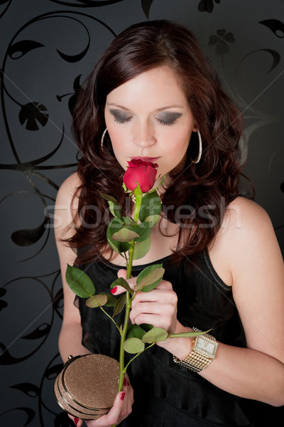 Koktélparti nő estélyi ruha rózsa designer ruházat Stock fotó © CandyboxPhoto