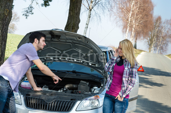 Car breakdown couple calling for road assistance Stock photo © CandyboxPhoto