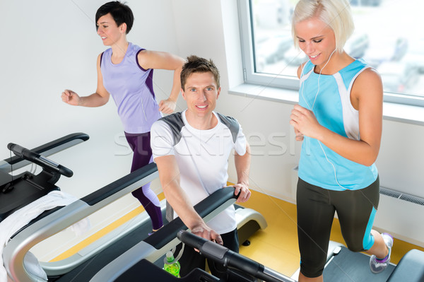 Young fitness instructor woman running at gym Stock photo © CandyboxPhoto