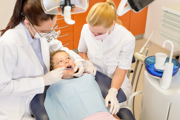 Dental assistant with dentist and little child Stock photo © CandyboxPhoto