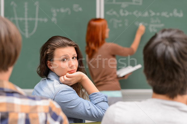 Annoiato studente ragazza math lezione seduta Foto d'archivio © CandyboxPhoto