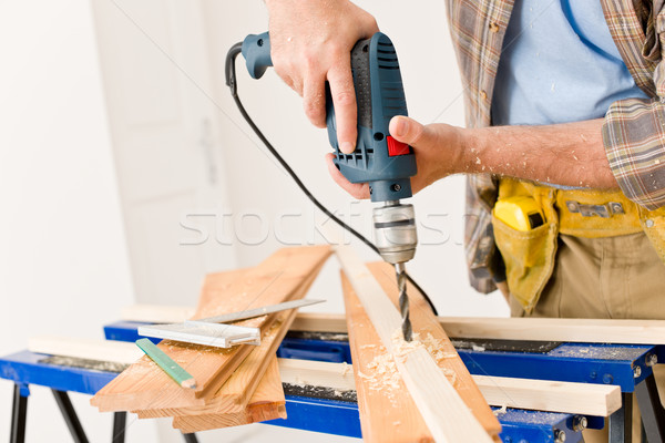 Home improvement - handyman drilling wood Stock photo © CandyboxPhoto