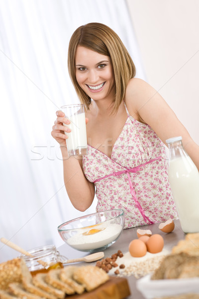 Baking - Happy woman prepare healthy ingredients Stock photo © CandyboxPhoto