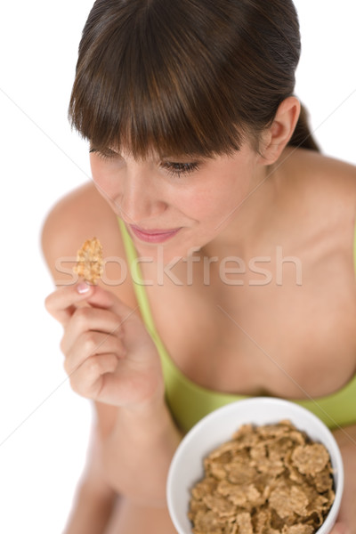 Weiblichen Teenager essen gesunden Getreide Frühstück Stock foto © CandyboxPhoto