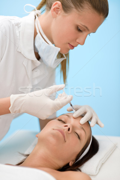 [[stock_photo]]: Injection · de · botox · femme · cosmétiques · médecine · traitement