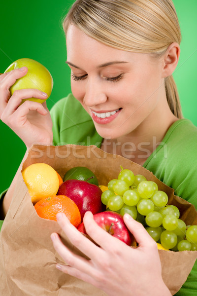 Stok fotoğraf: Kadın · meyve · alışveriş · yeşil