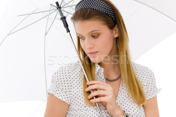 designer umbrella woman