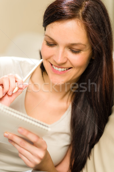 Młodych kobieta piśmie dziennik szczęśliwy Zdjęcia stock © CandyboxPhoto