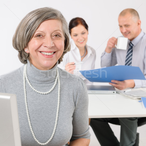 üzleti csapat idős menedzser nő kollégák boldog Stock fotó © CandyboxPhoto