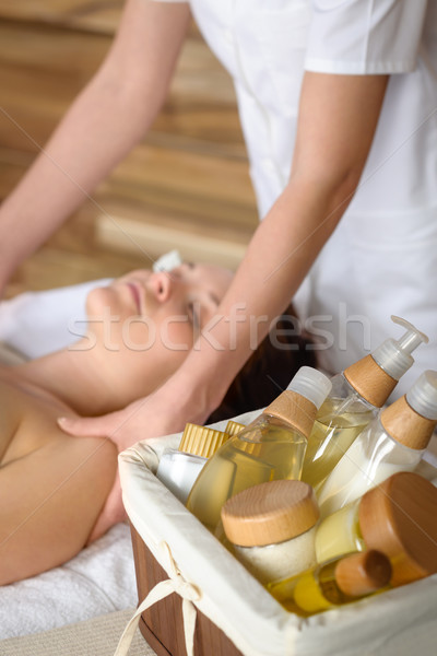 Produse masaj cameră femeie se bucura Imagine de stoc © CandyboxPhoto